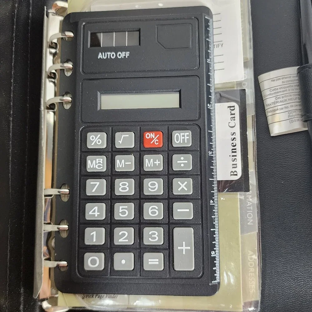 Avalon Black Deluxe Business Organizer with Calculator and Calendar Pages VTG